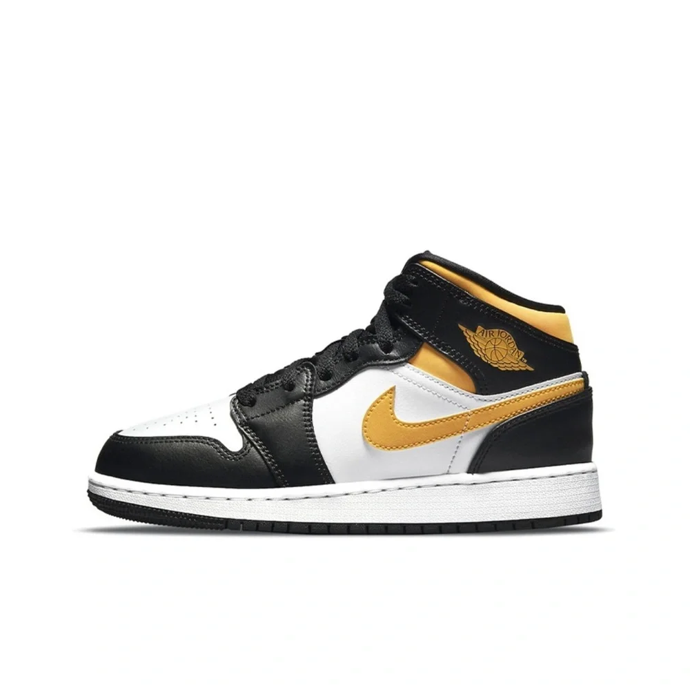 Nike Air Jordan 1 Mid (GS) White/Pollen-Black 554725-177